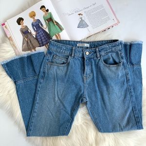Zara Ruffle Hem Jeans Medium Wash Size 2